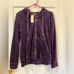 Petit medium Eddie Bauer purple velvet zip-down hoodie NWT